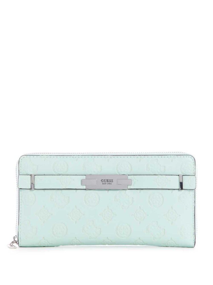 GUESS Bea Check Organizer Women\'s Wallets Light Turquoise | UK6579VXM