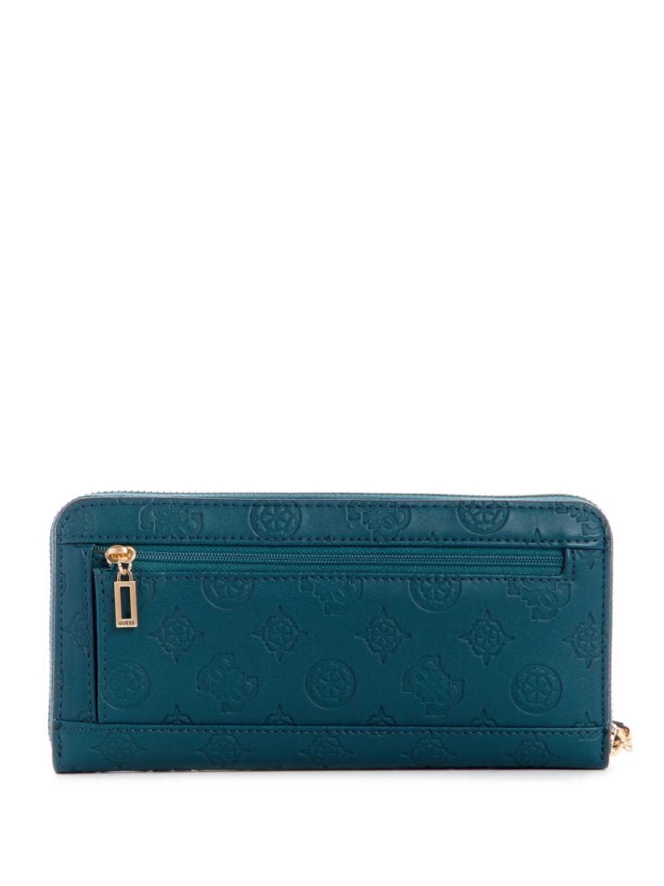 GUESS Bea Large Zip-Around Women's Wallets Deep Green | UK7098HVW