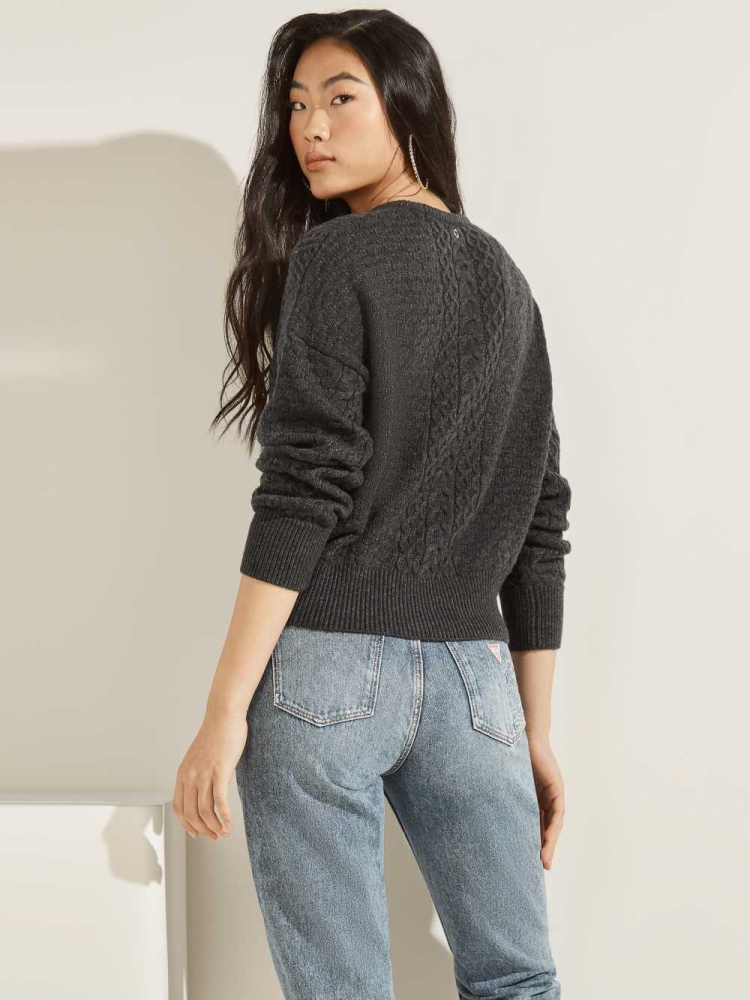 GUESS Braya Cable Knit Women's Sweaters Deep Grey | UK1465LWC