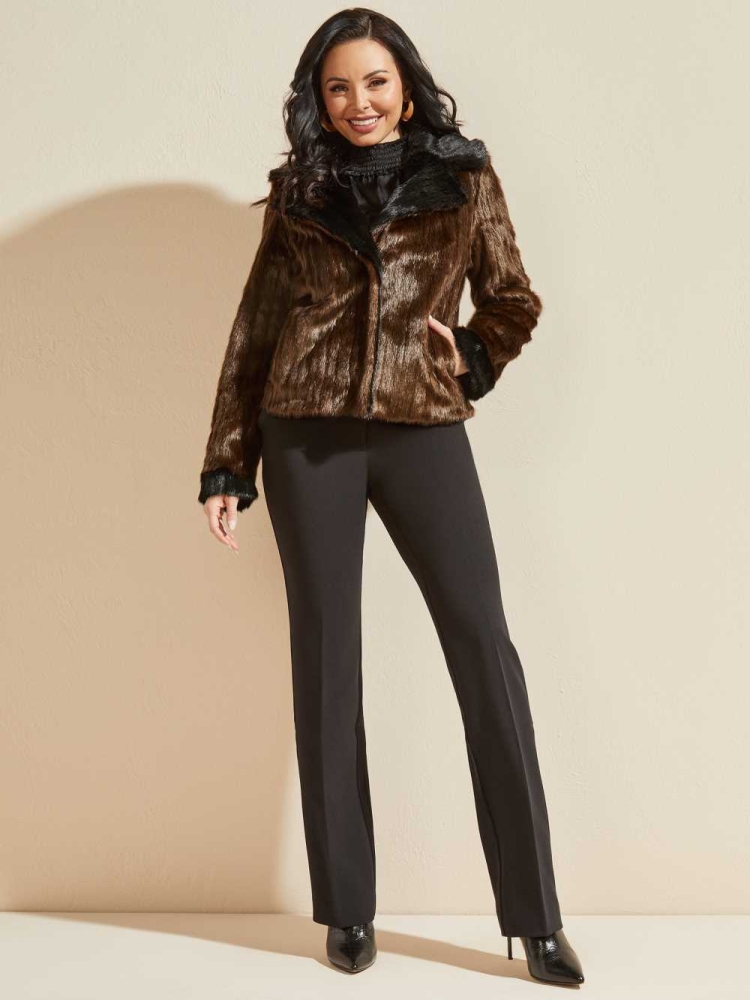 GUESS Caroline Faux-Fur Women's Jackets Brown | UK3569EFM