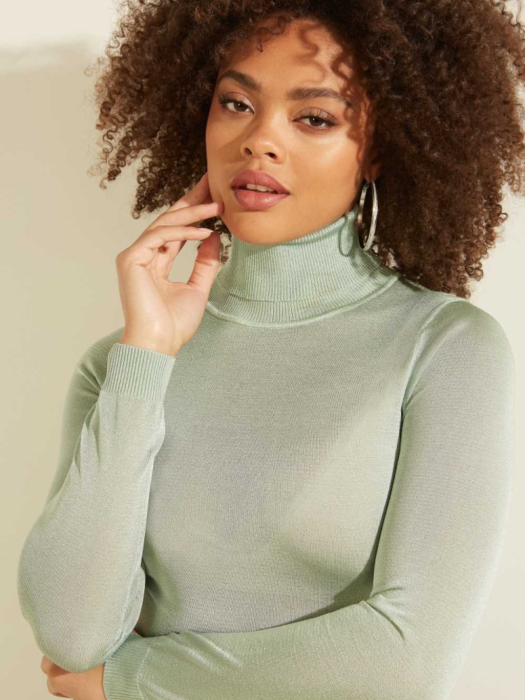 GUESS Cathy Turtleneck Women's Sweaters Light Green | UK6237IQC