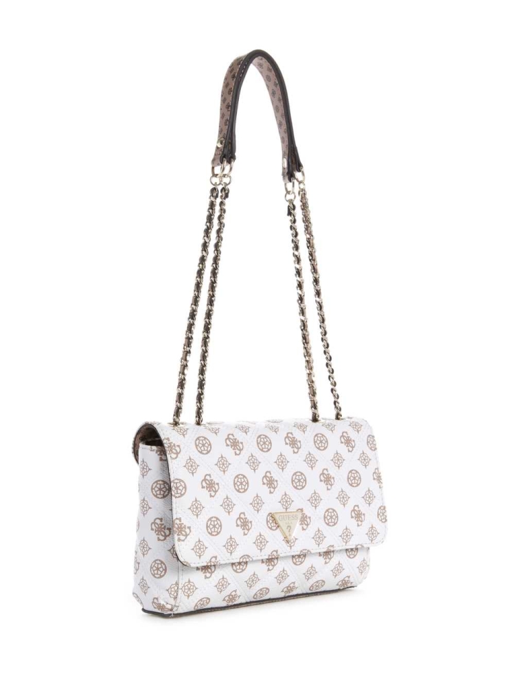 GUESS Cessily Faux-Leather Convertible Women's Crossbodies White Multicolor | UK1938WRV