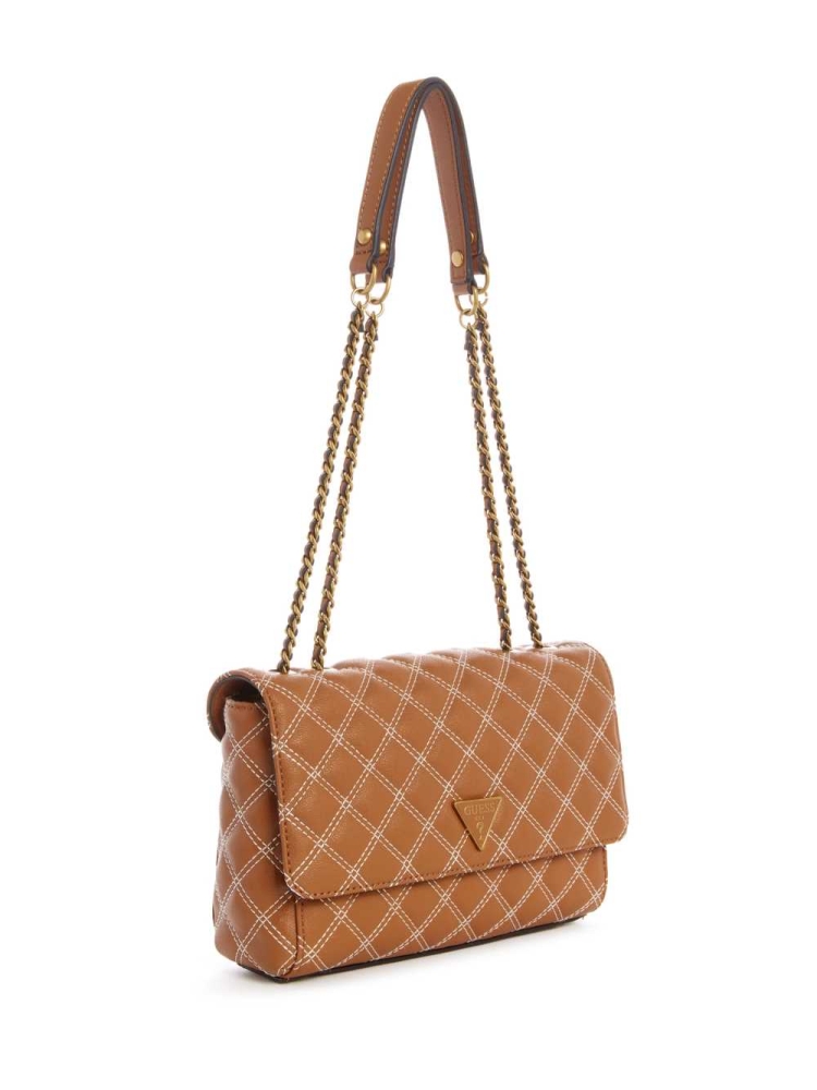 GUESS Cessily Quilted Convertible Women's Crossbodies Brown | UK4029BFD