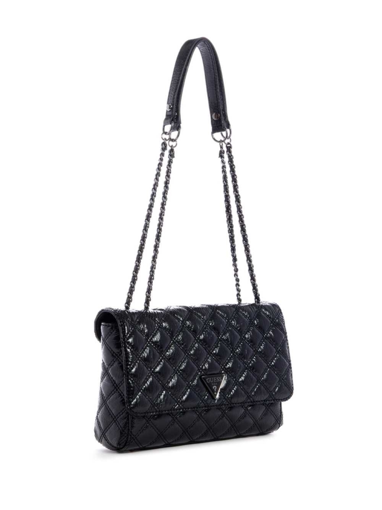 GUESS Cessily Quilted Convertible Women's Crossbodies Black | UK9586SNX