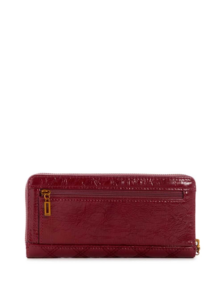 GUESS Cessily Quilted Large Zip-Around Women's Wallets Red | UK8237RVO