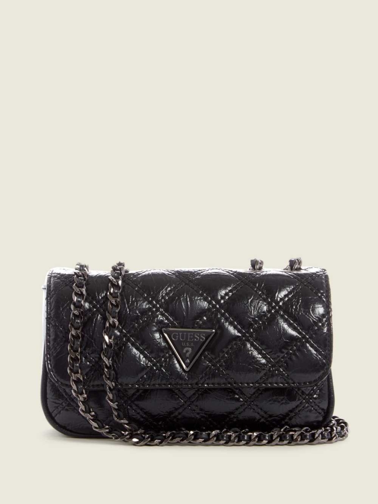 GUESS Cessily Quilted Mini Convertible Women\'s Crossbodies Black | UK6472WTQ