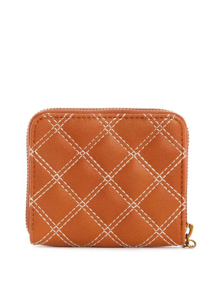 GUESS Cessily Quilted Small Zip-Around Women's Wallets Brown | UK8576XTC