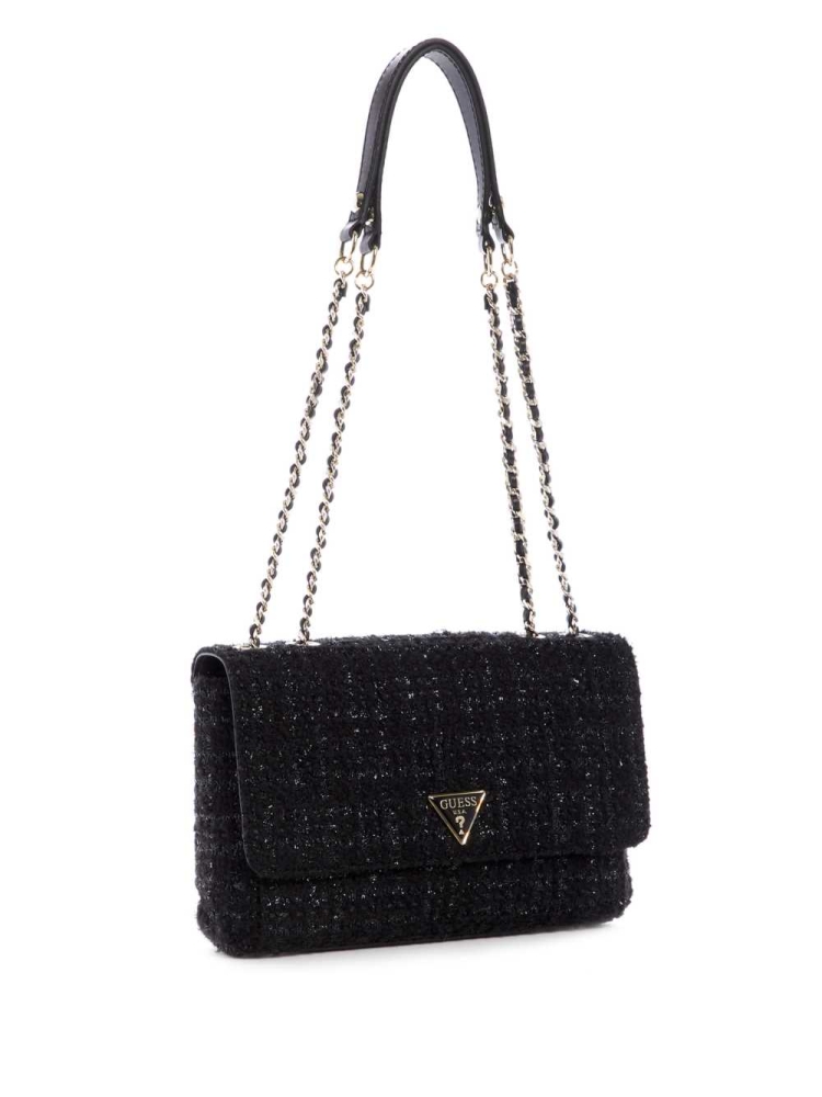 GUESS Cessily Tweed Convertible Women's Crossbodies Black | UK4650FYK