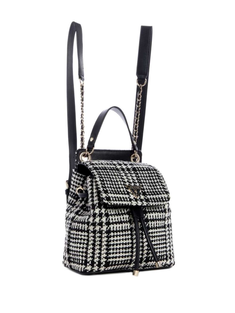 GUESS Cessily Tweed Flap Women's Backpacks Wash | UK9081LTI