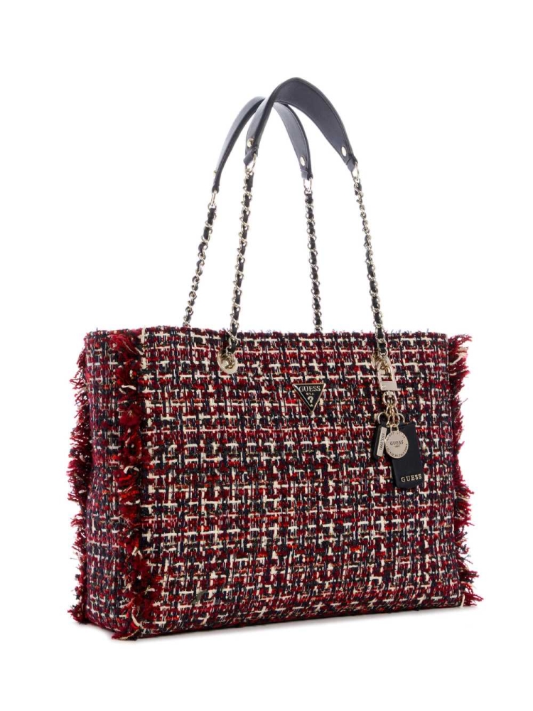 GUESS Cessily Tweed Women's Totes Red Multicolor | UK2670VNM