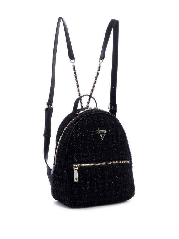 GUESS Cessily Velvet Women's Backpacks Black | UK5049TYH