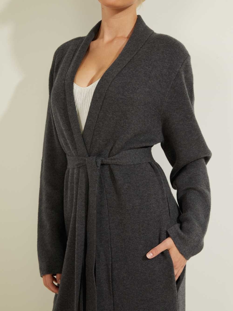 GUESS Clarissa Cardigan Women's Sweaters Dark Grey | UK5314NOP