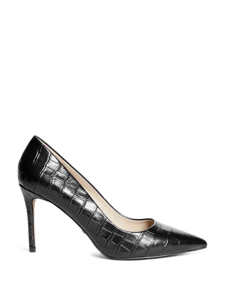 GUESS Classic Crocodile Pump Women's Pumps Black | UK6802EHM