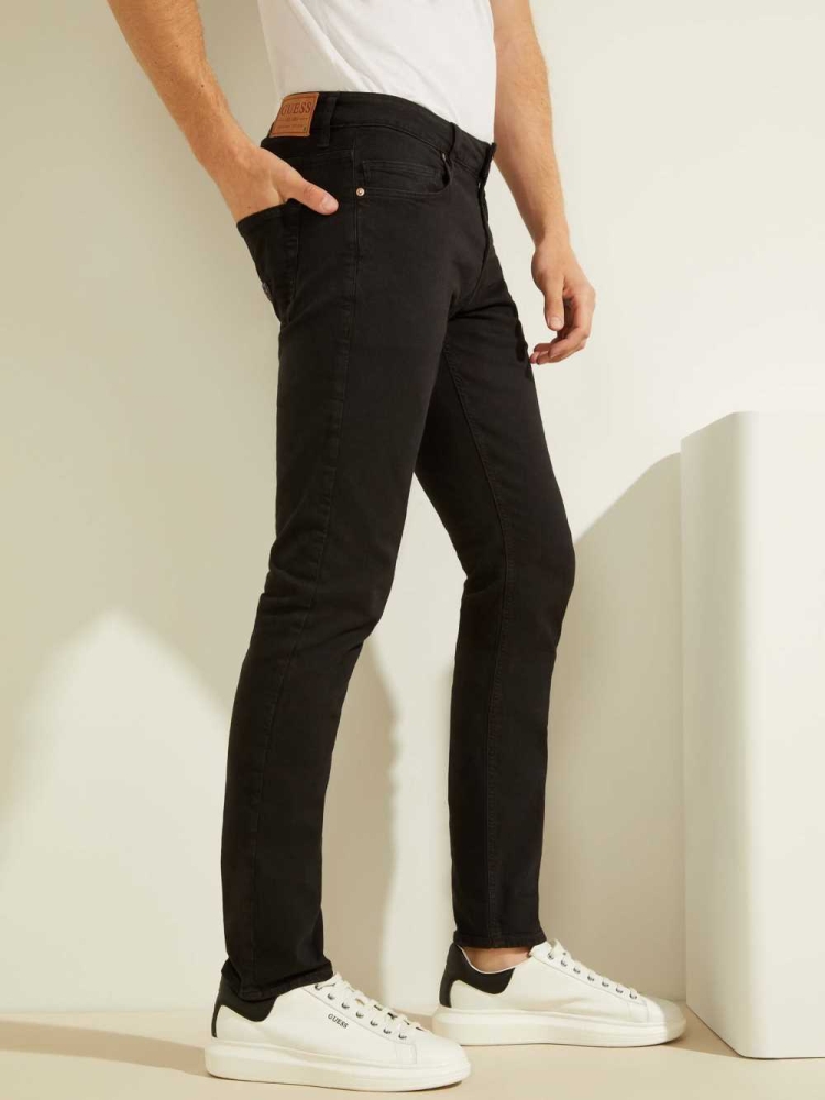 GUESS Classic Solid Skinny Men's Jeans Black | UK4321TGA