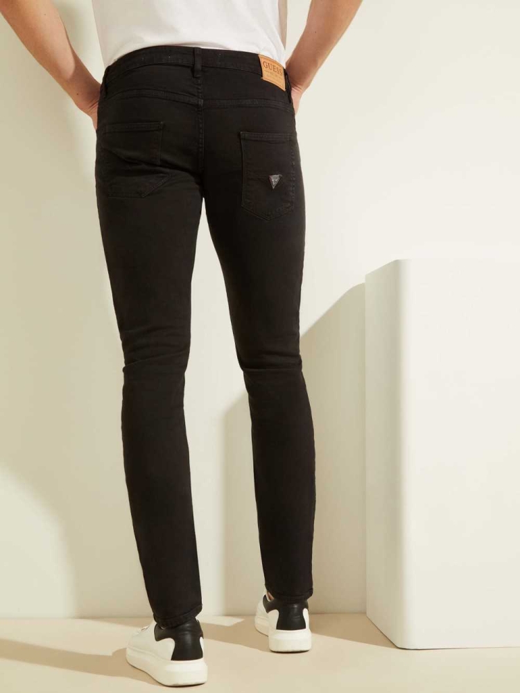 GUESS Classic Solid Skinny Men's Jeans Black | UK4321TGA