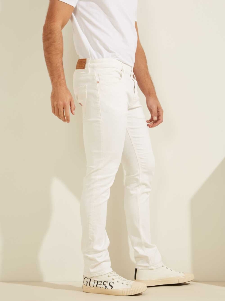 GUESS Classic Solid Skinny Men's Jeans White | UK5012CMT