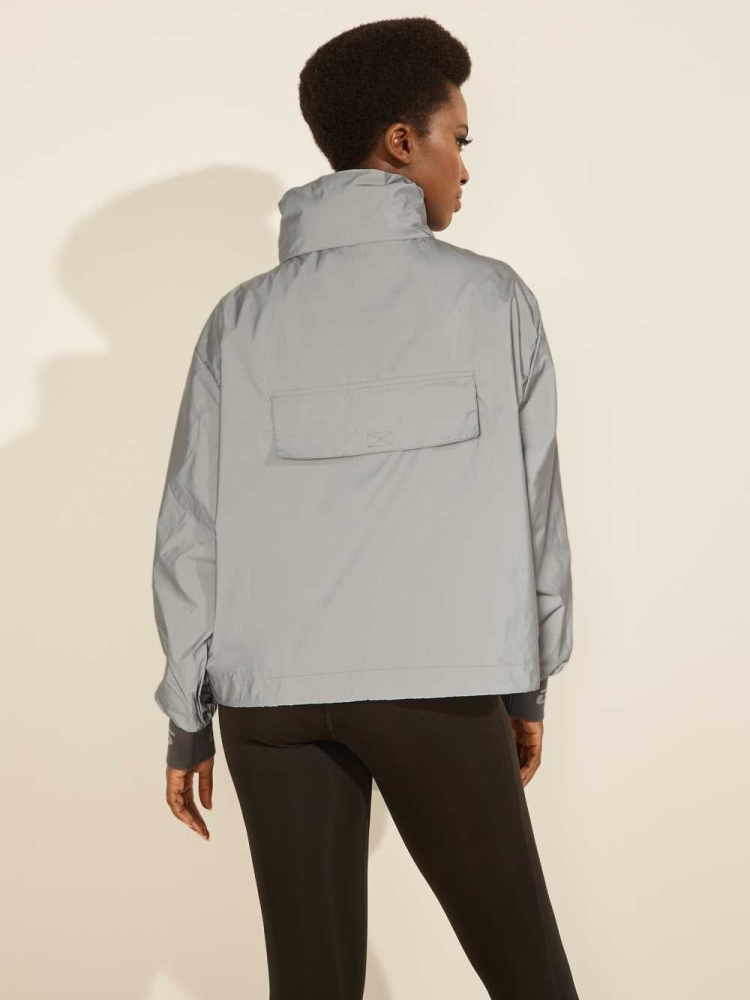 GUESS Cleo Reflective Women's Windbreaker Silver | UK2954EJM