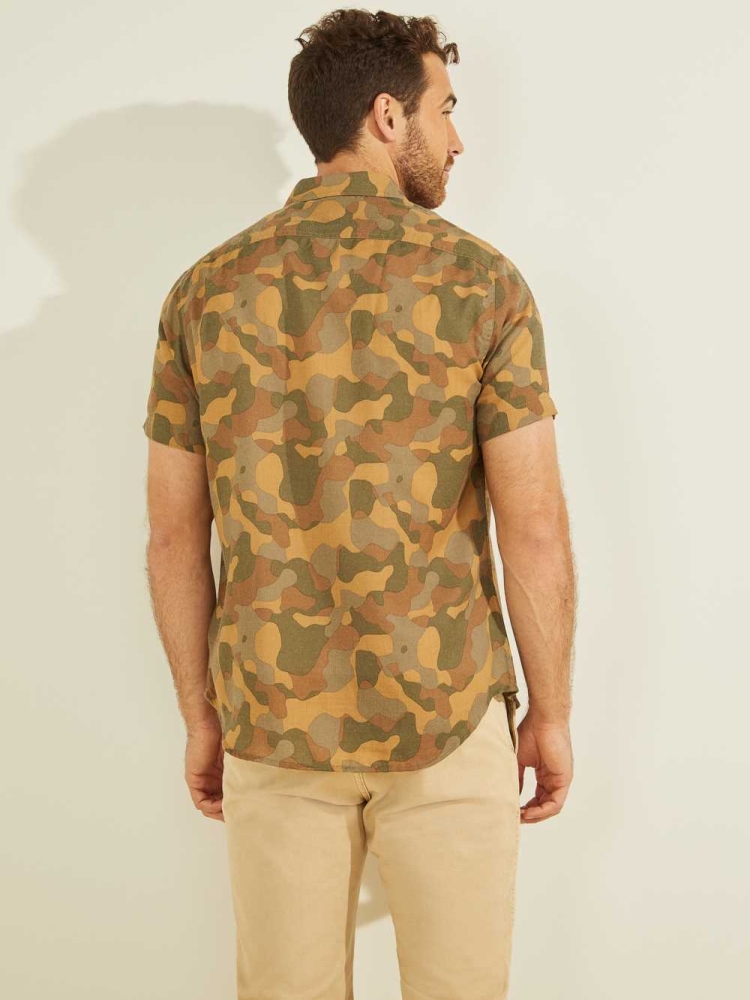 GUESS Crafted Camo Men's Shirts Camo | UK8703UQN