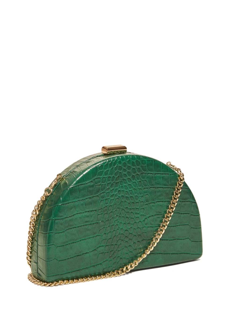 GUESS Croc Clutch Women's Crossbodies Green | UK2486MPU