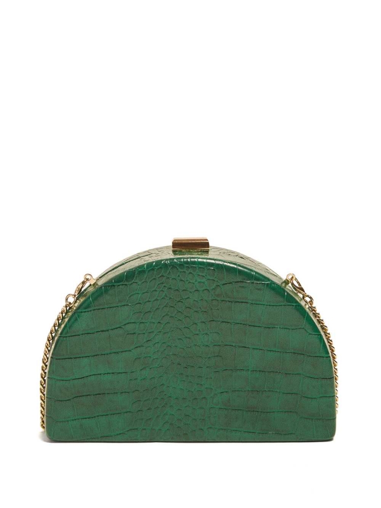 GUESS Croc Clutch Women's Crossbodies Green | UK2486MPU