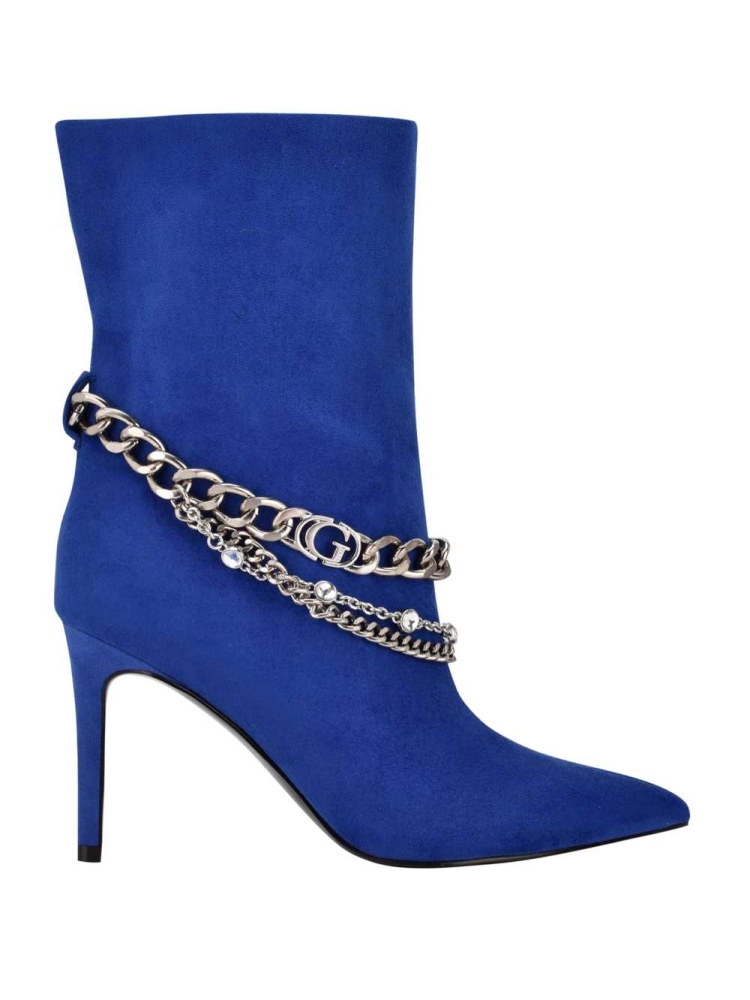 GUESS Dasilda Chain Women's Booties Blue | UK1395FHP