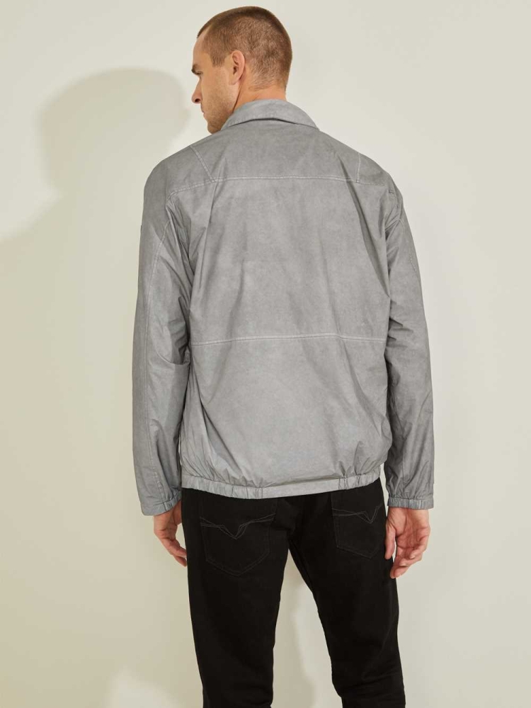 GUESS Denver Reflective Men's Windbreaker Grey | UK4256UZJ