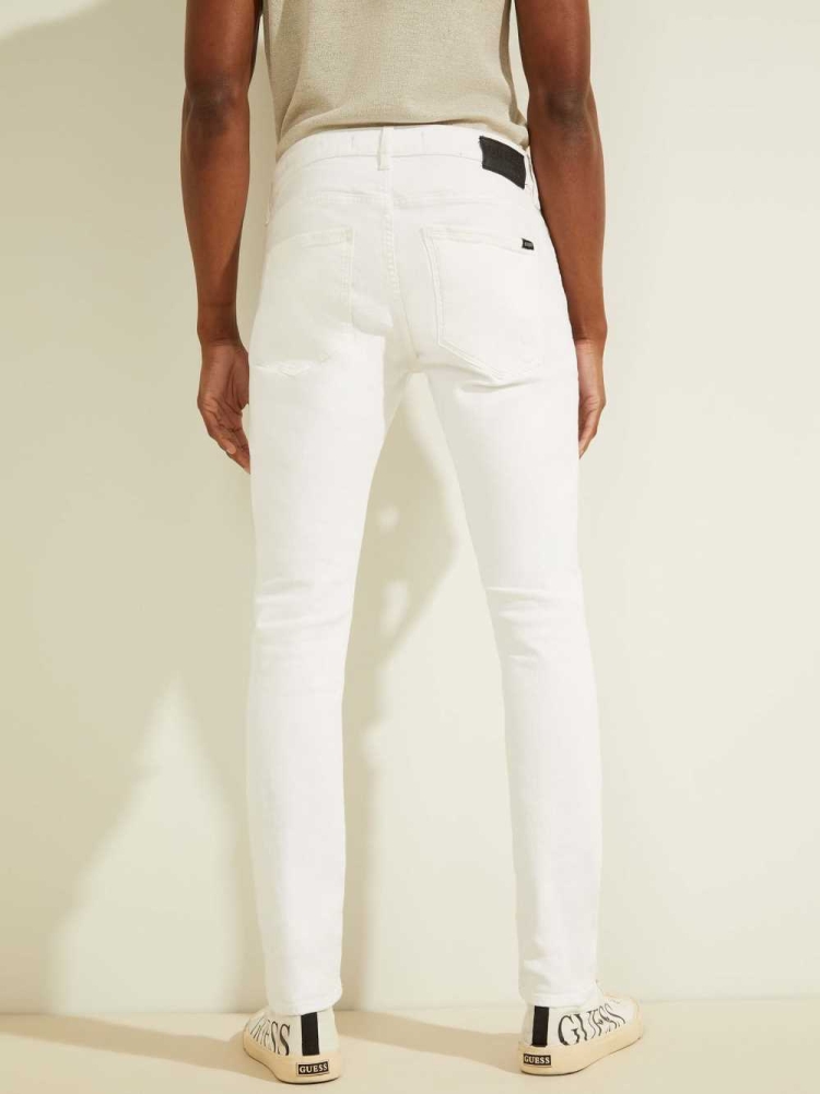 GUESS Destroyed Painter's Skinny Men's Jeans White | UK6940HIY