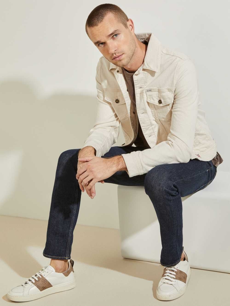 GUESS Dillon Denim Men's Jackets Beige | UK2849LNV