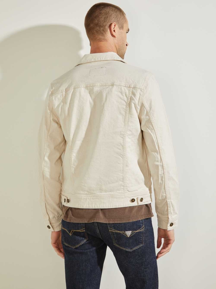 GUESS Dillon Denim Men's Jackets Beige | UK2849LNV