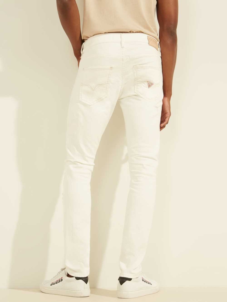 GUESS Distressed Skinny Painter Men's Jeans White | UK8120BFH