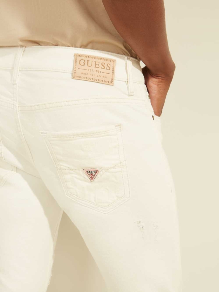 GUESS Distressed Skinny Painter Men's Jeans White | UK8120BFH