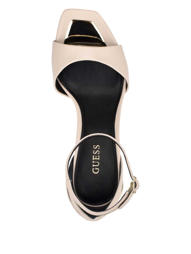 GUESS Divine Heeled Women's Heels Sandals White | UK6281FTJ