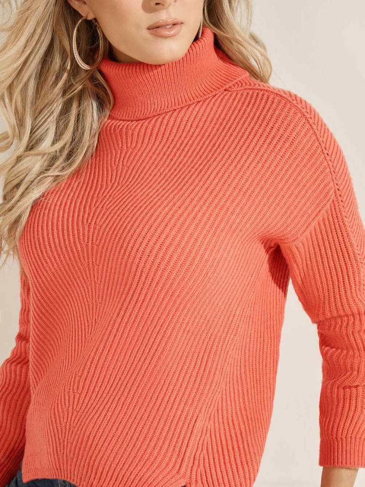 GUESS Doni Turtleneck Women's Sweaters Orange | UK9462YHV