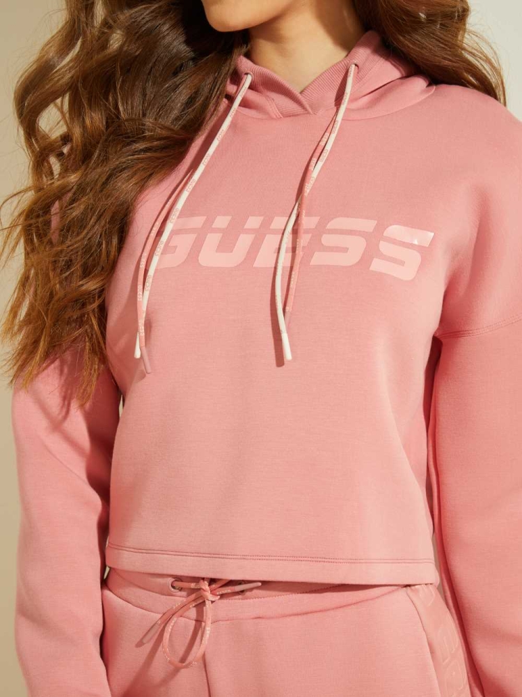 GUESS Double Drawstring Hooded Women's Sweatshirt Pink | UK8590OXD