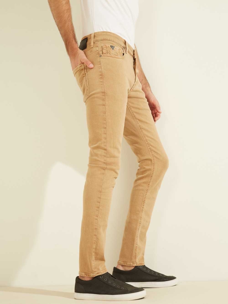 GUESS Dyed Skinny Men's Jeans Brown | UK3984OIC