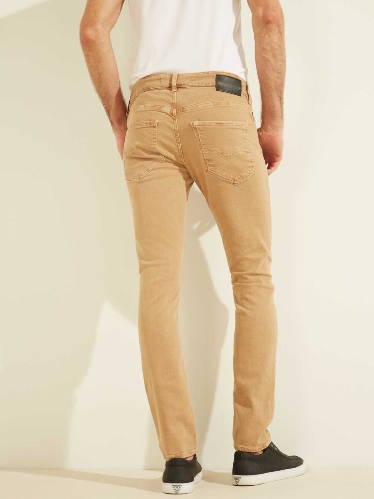 GUESS Dyed Skinny Men's Jeans Brown | UK3984OIC