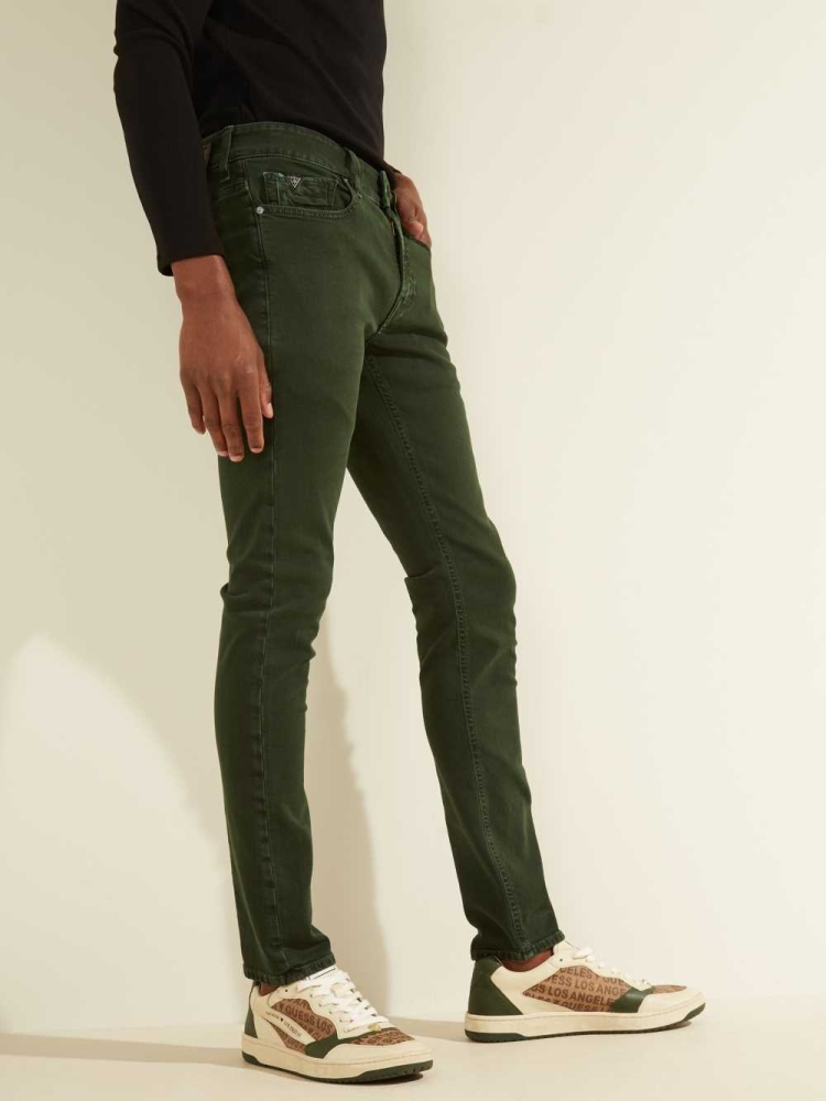 GUESS Dyed Skinny Men's Jeans Green | UK5170FWQ