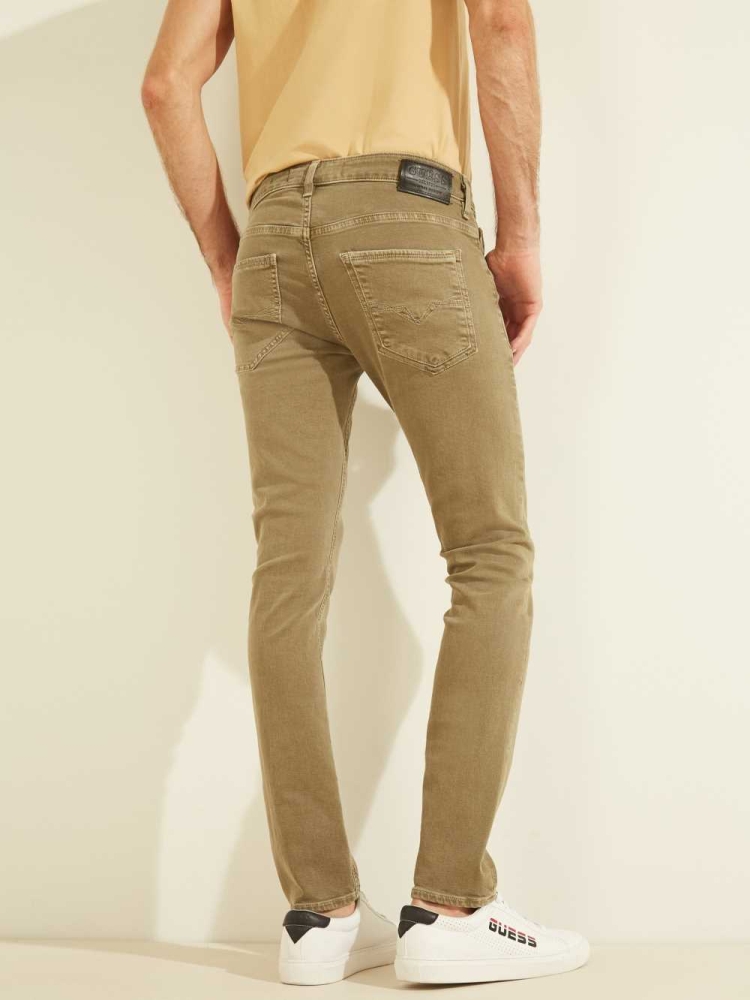 GUESS Dyed Skinny Men's Jeans Green | UK9713GSE