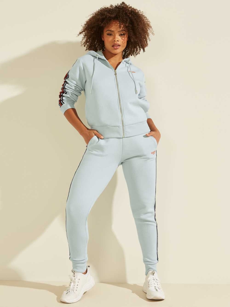 GUESS Eco Abigal Stripe Women's Joggers Light Blue | UK3269JZP