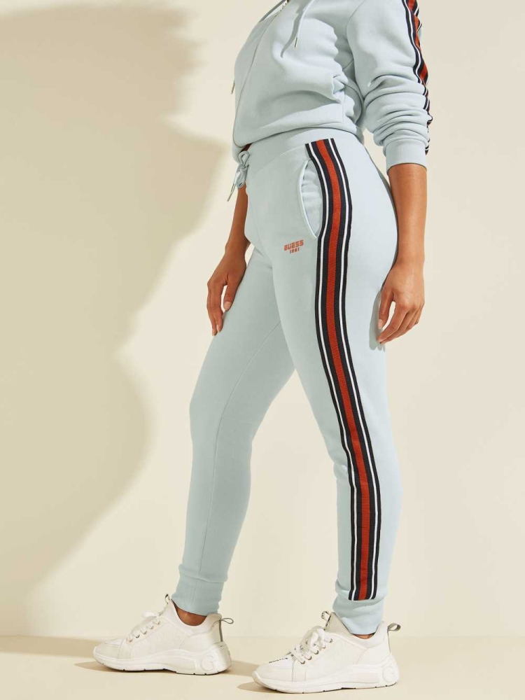 GUESS Eco Abigal Stripe Women's Joggers Light Blue | UK3269JZP