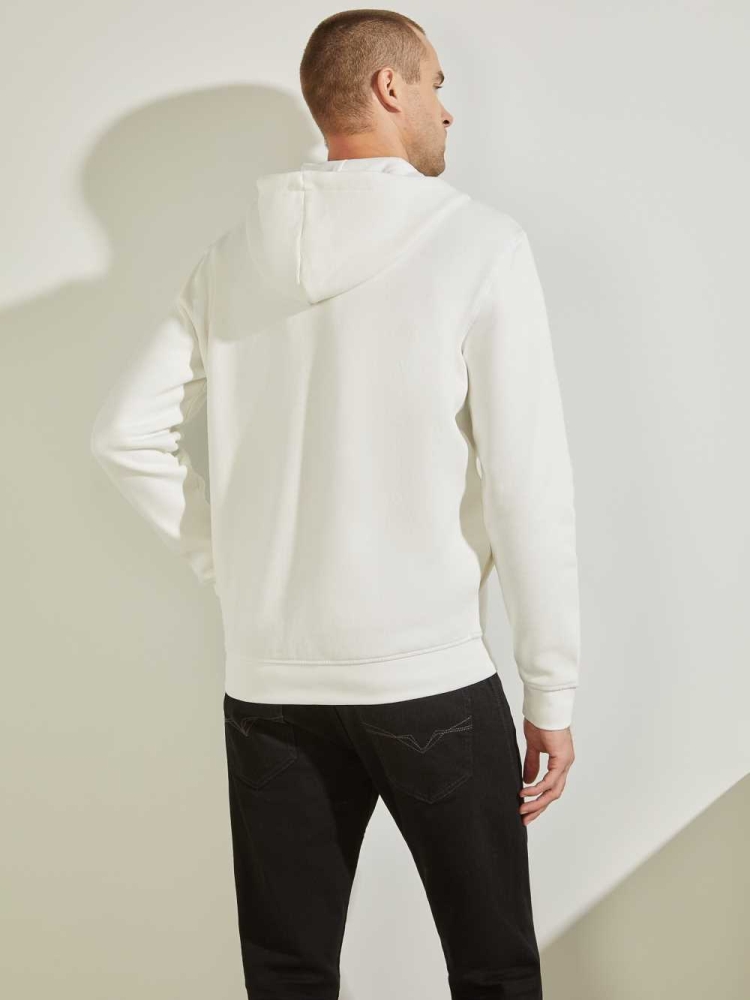 GUESS Eco Aldwin Zip-Up Men's Sweatshirt White | UK0523PIJ