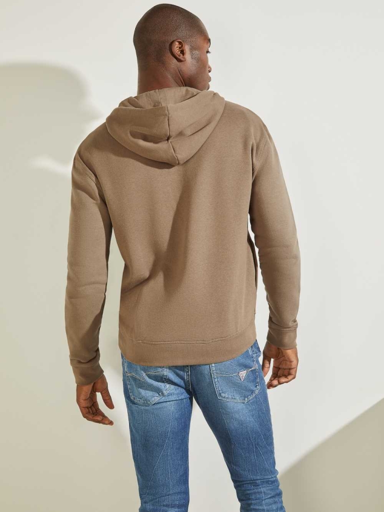 GUESS Eco Aldwin Zip-Up Men's Sweatshirt Khaki | UK5012JXB