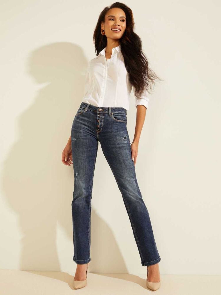 GUESS Eco Bootcut Sexy Women's Jeans Blue | UK4826RNE