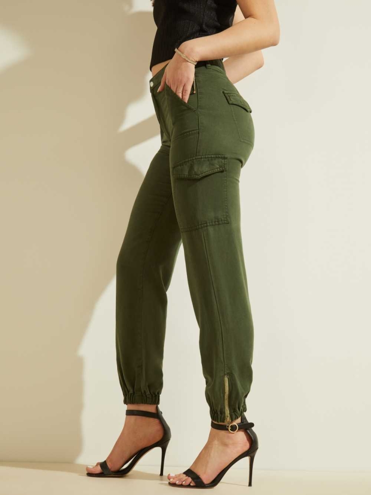 GUESS Eco Bowie Cargo Chino Women's Pants Green Multicolor | UK8479QIT