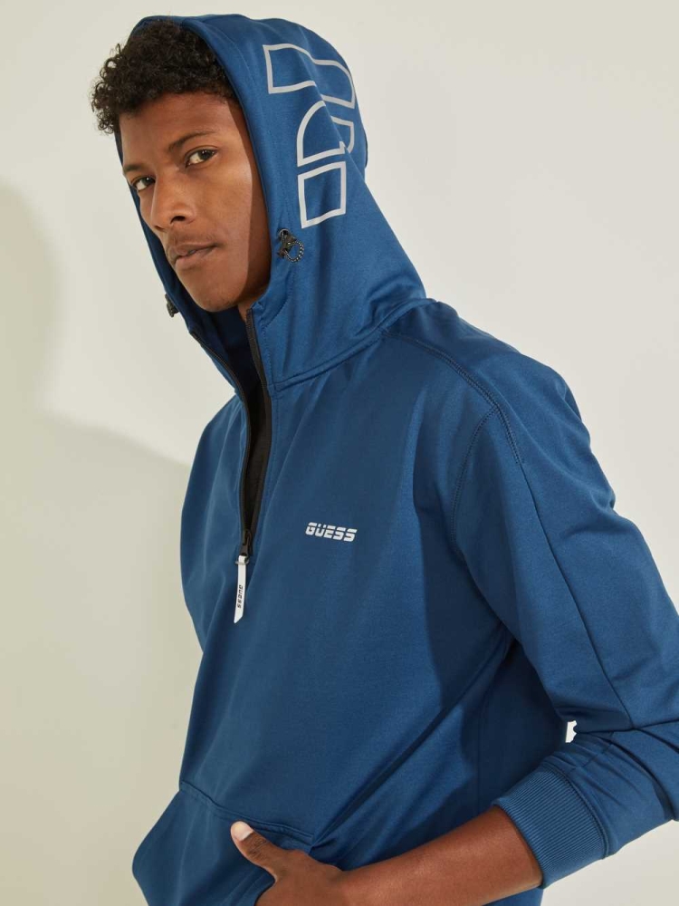 GUESS Eco Hal Men's Hoodies Blue | UK7129NEG