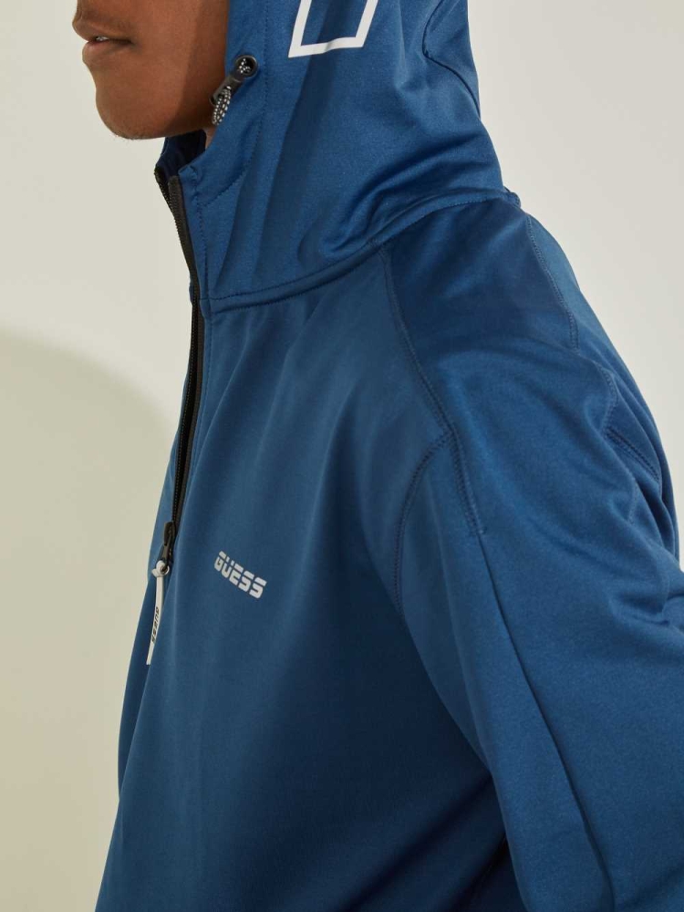 GUESS Eco Hal Men's Hoodies Blue | UK7129NEG