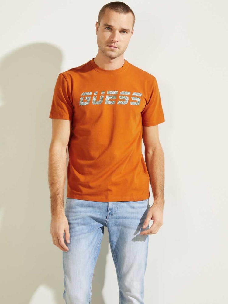 GUESS Eco Jake Men\'s T-Shirts Gold | UK2587PAX