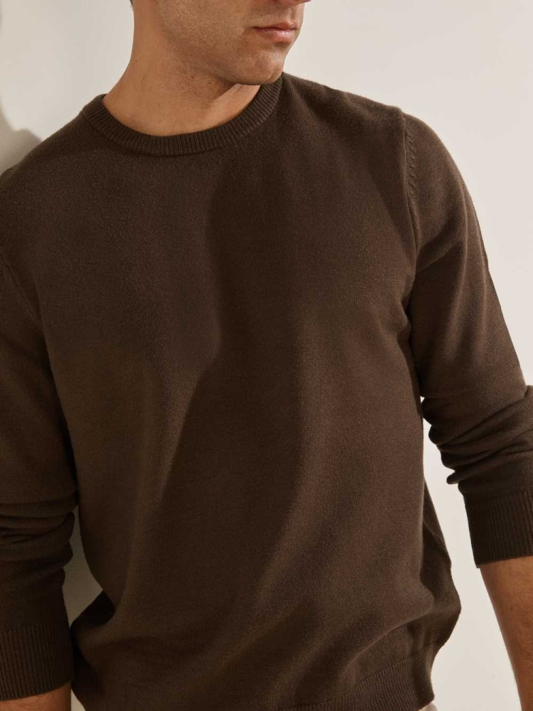 GUESS Eco Liam Crew Men's Sweaters Chocolate Brown | UK2389YNZ