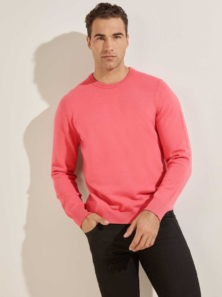 GUESS Eco Liam Crew Men\'s Sweaters Pink | UK9671QHK