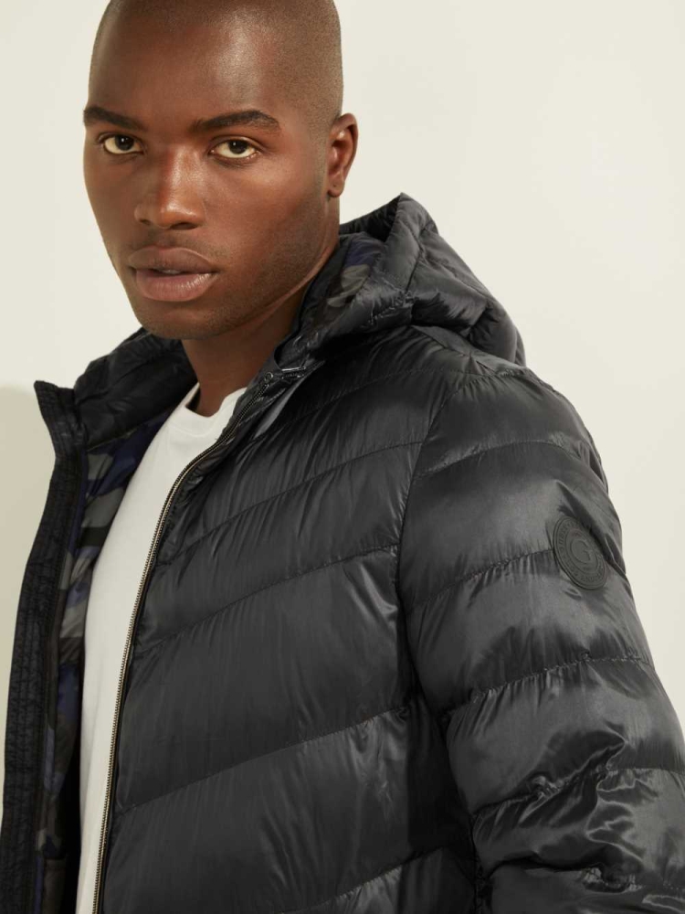 GUESS Eco Lightweight Puffer Men's Jackets Black | UK4021XRL